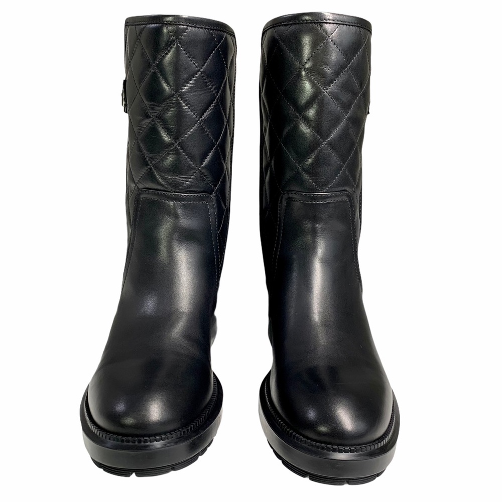 Aquatalia Quilted Leather Motorcycle Boots - Picture 3 of 16
